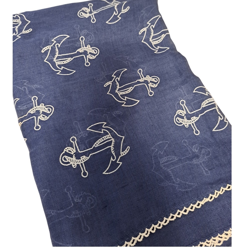 NWT Elsie & Zoey Blue Anchor Print Scarf Lightweight Cotton Polyester Blend